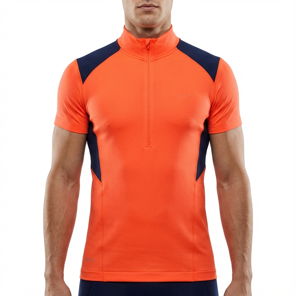 Legea T-shirt Loop Running Arancio Fluo-Blu - 90% Poliestere, Maniche Corte, Collo Tondo