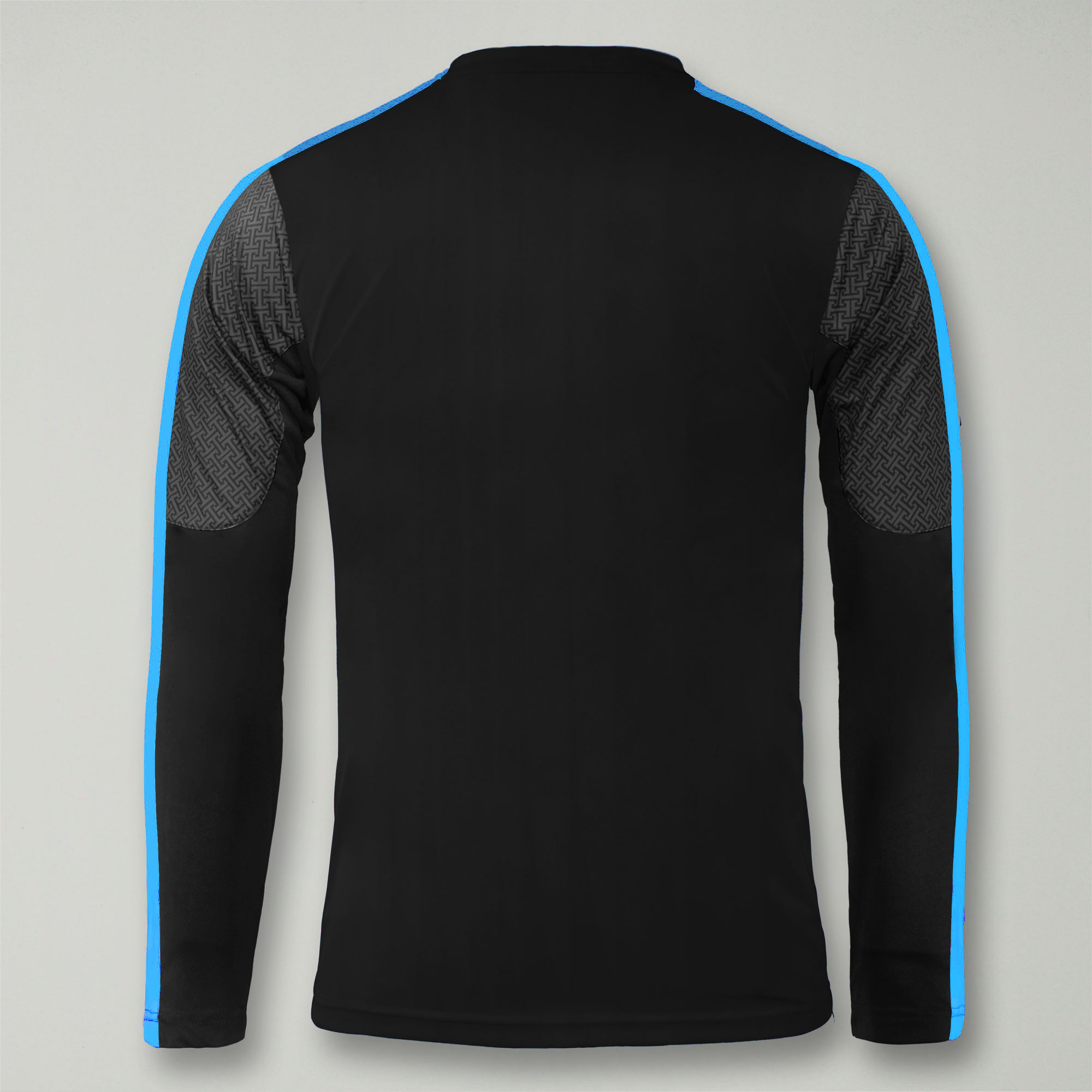 Legea Maglia Atene ML Running Nero-Celeste Fluo - 100% Poliestere - Aderente